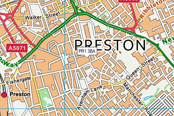 PR1 3BA map - OS VectorMap District (Ordnance Survey)