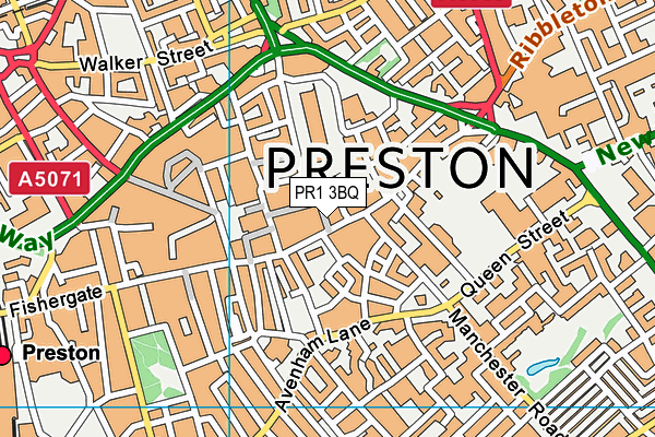 PR1 3BQ map - OS VectorMap District (Ordnance Survey)
