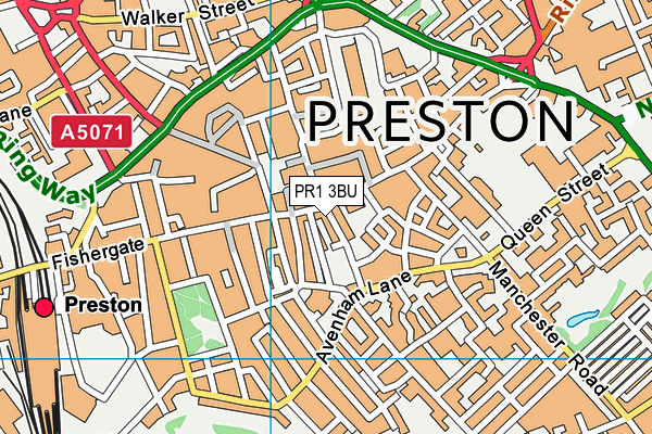 PR1 3BU map - OS VectorMap District (Ordnance Survey)