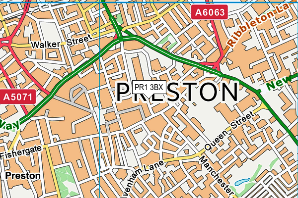 PR1 3BX map - OS VectorMap District (Ordnance Survey)