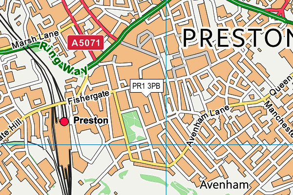 PR1 3PB map - OS VectorMap District (Ordnance Survey)
