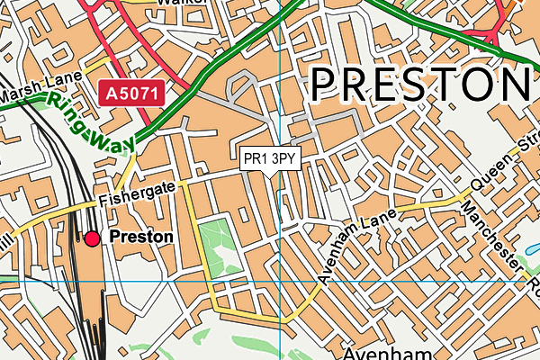 PR1 3PY map - OS VectorMap District (Ordnance Survey)