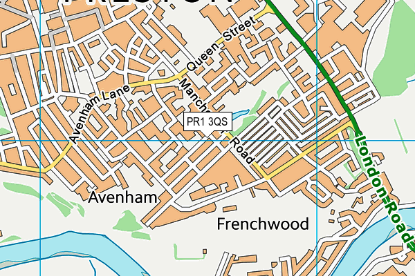 PR1 3QS map - OS VectorMap District (Ordnance Survey)