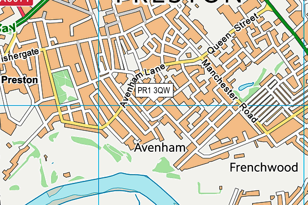 PR1 3QW map - OS VectorMap District (Ordnance Survey)