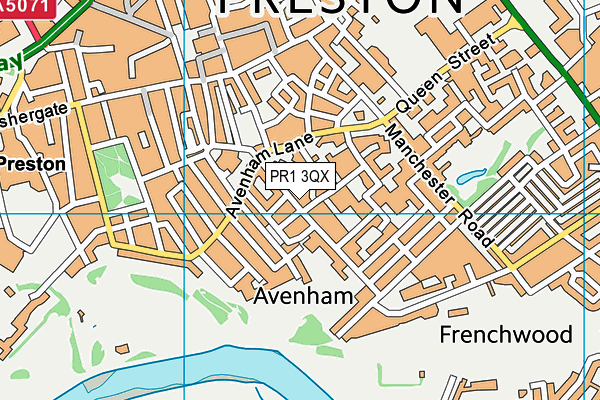 PR1 3QX map - OS VectorMap District (Ordnance Survey)