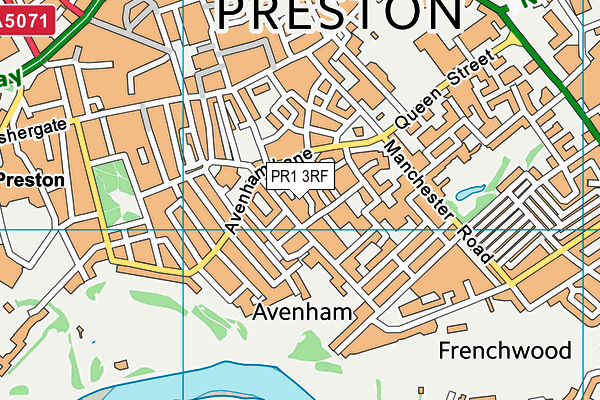 PR1 3RF map - OS VectorMap District (Ordnance Survey)