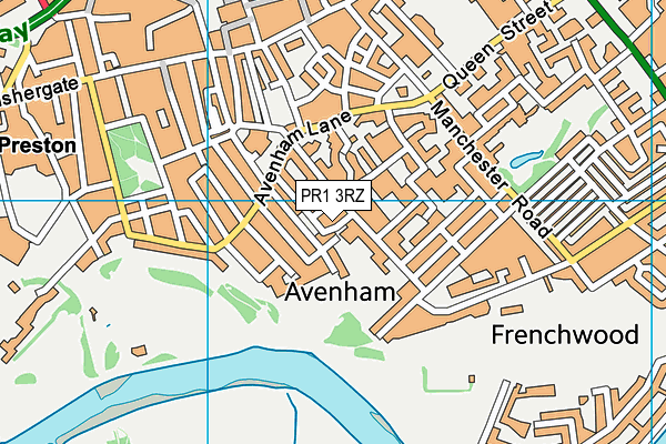 PR1 3RZ map - OS VectorMap District (Ordnance Survey)