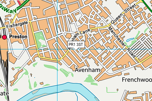 PR1 3ST map - OS VectorMap District (Ordnance Survey)
