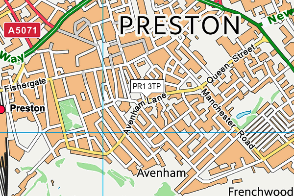 PR1 3TP map - OS VectorMap District (Ordnance Survey)