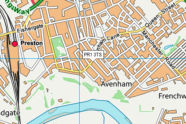 PR1 3TS map - OS VectorMap District (Ordnance Survey)