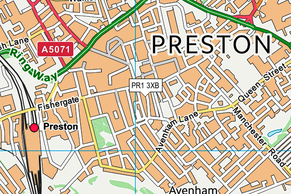 PR1 3XB map - OS VectorMap District (Ordnance Survey)