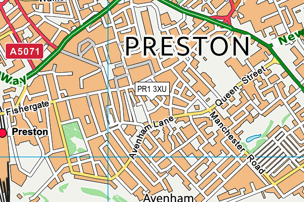 PR1 3XU map - OS VectorMap District (Ordnance Survey)