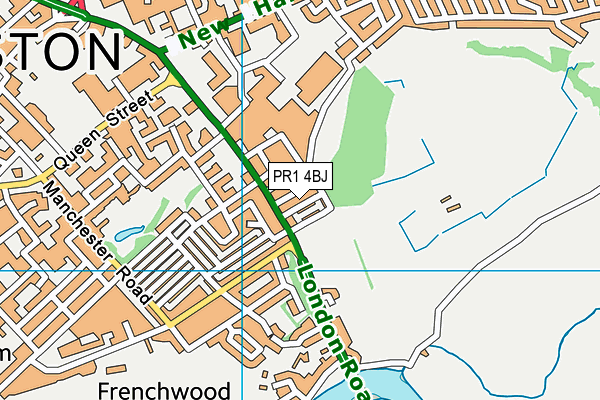 PR1 4BJ map - OS VectorMap District (Ordnance Survey)
