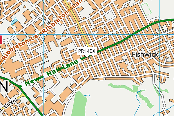 PR1 4DX map - OS VectorMap District (Ordnance Survey)