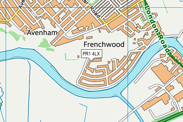 PR1 4LX map - OS VectorMap District (Ordnance Survey)