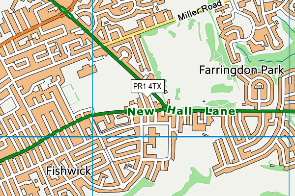 PR1 4TX map - OS VectorMap District (Ordnance Survey)