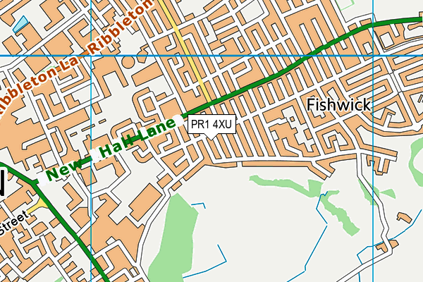 PR1 4XU map - OS VectorMap District (Ordnance Survey)