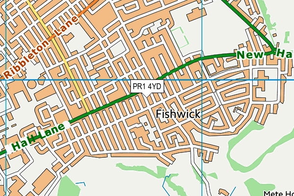 PR1 4YD map - OS VectorMap District (Ordnance Survey)