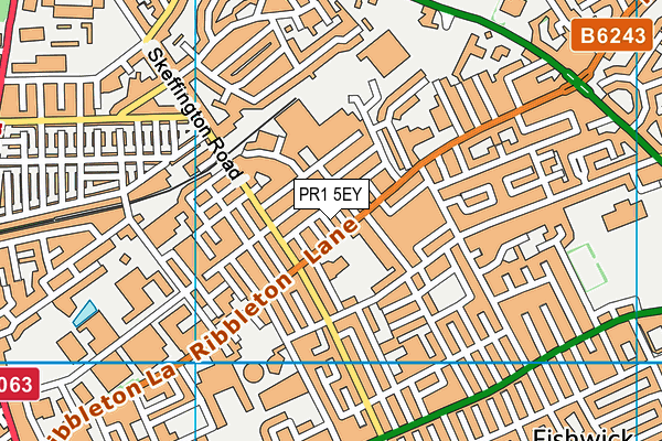 PR1 5EY map - OS VectorMap District (Ordnance Survey)