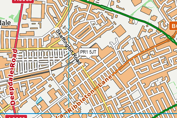 PR1 5JT map - OS VectorMap District (Ordnance Survey)