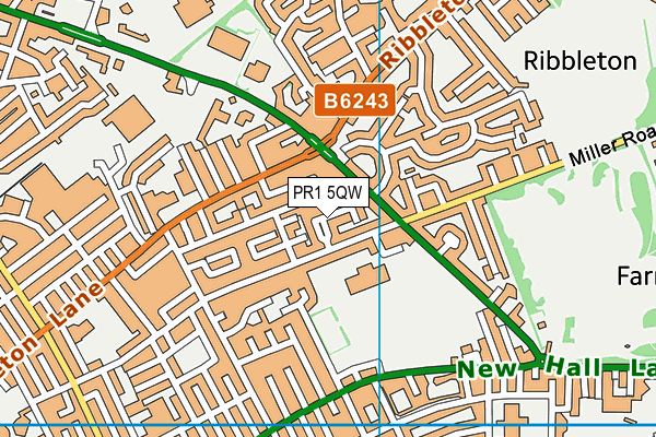 PR1 5QW map - OS VectorMap District (Ordnance Survey)