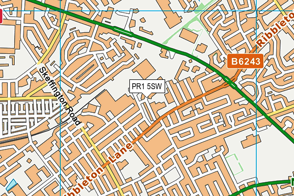 PR1 5SW map - OS VectorMap District (Ordnance Survey)
