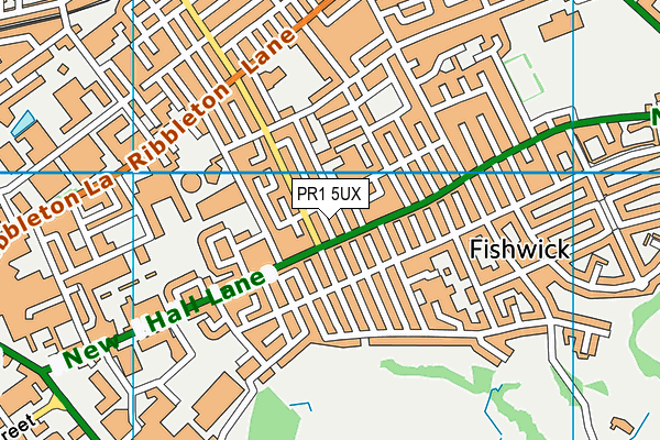 PR1 5UX map - OS VectorMap District (Ordnance Survey)