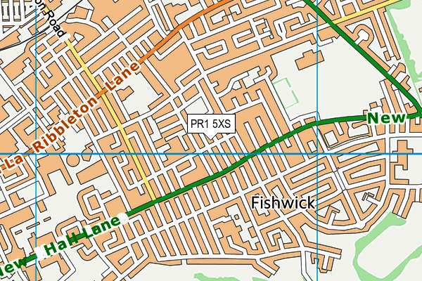PR1 5XS map - OS VectorMap District (Ordnance Survey)