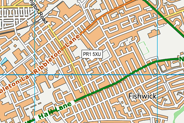 PR1 5XU map - OS VectorMap District (Ordnance Survey)