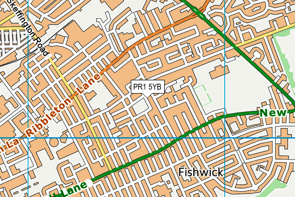 PR1 5YB map - OS VectorMap District (Ordnance Survey)