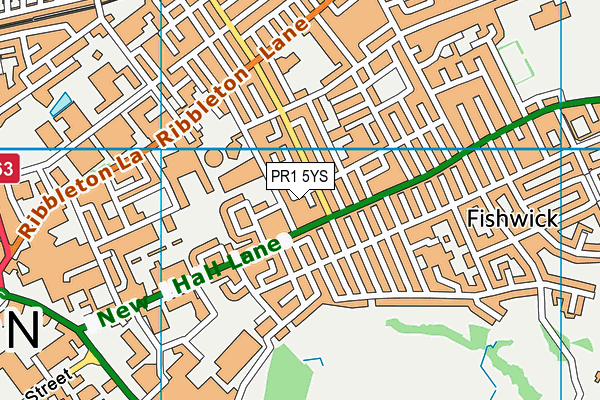 PR1 5YS map - OS VectorMap District (Ordnance Survey)