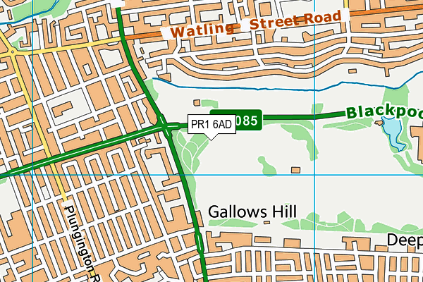 PR1 6AD map - OS VectorMap District (Ordnance Survey)