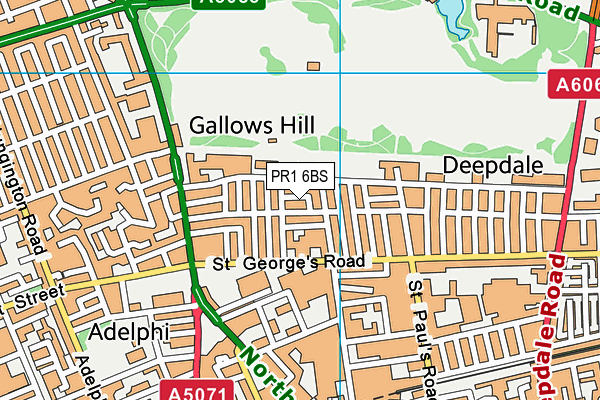 PR1 6BS map - OS VectorMap District (Ordnance Survey)