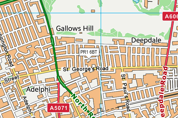 PR1 6BT map - OS VectorMap District (Ordnance Survey)