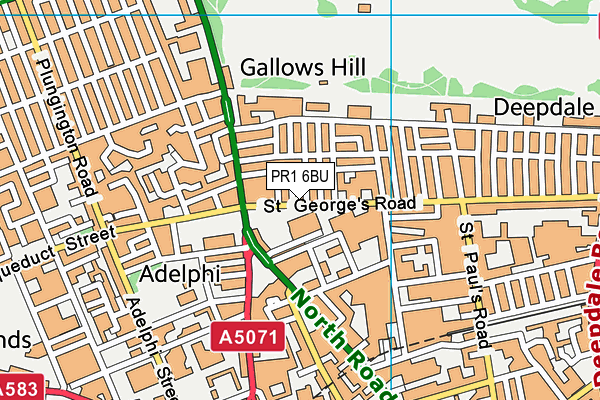 PR1 6BU map - OS VectorMap District (Ordnance Survey)