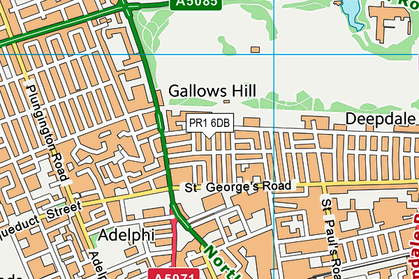 PR1 6DB map - OS VectorMap District (Ordnance Survey)