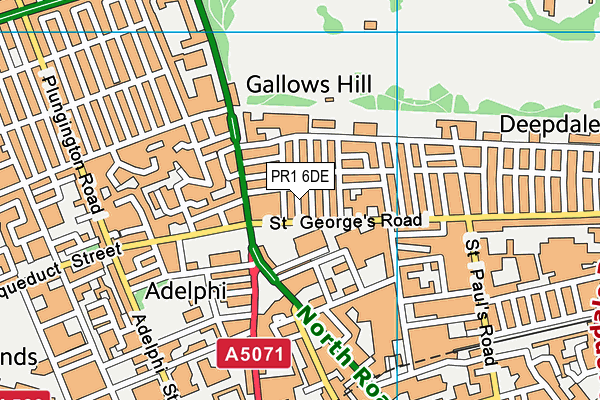 PR1 6DE map - OS VectorMap District (Ordnance Survey)