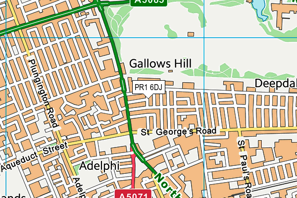 PR1 6DJ map - OS VectorMap District (Ordnance Survey)