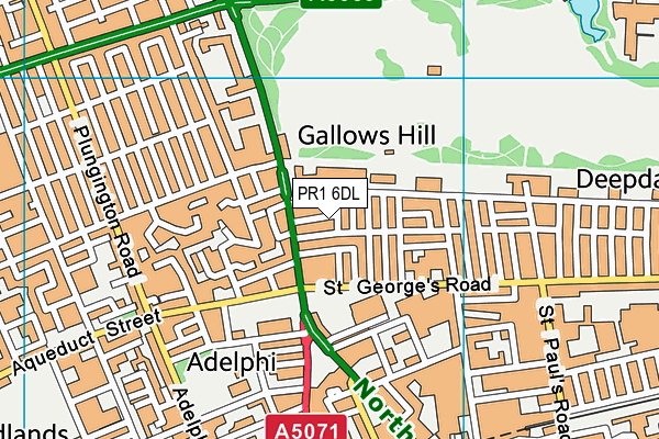 PR1 6DL map - OS VectorMap District (Ordnance Survey)