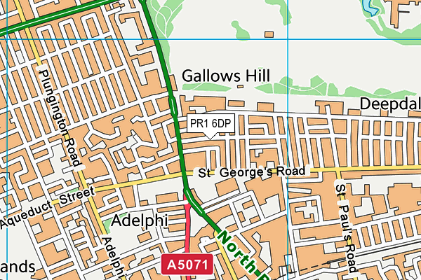 PR1 6DP map - OS VectorMap District (Ordnance Survey)