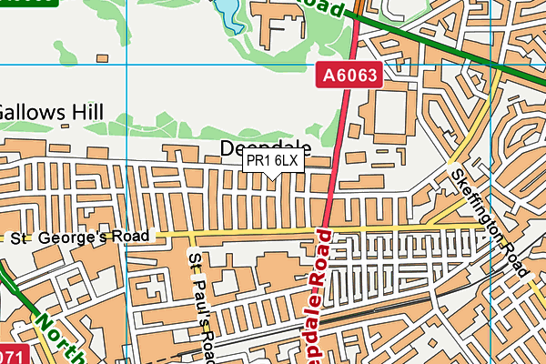 PR1 6LX map - OS VectorMap District (Ordnance Survey)