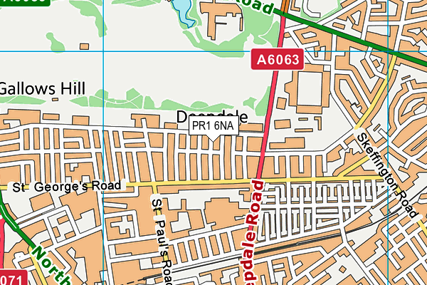 PR1 6NA map - OS VectorMap District (Ordnance Survey)