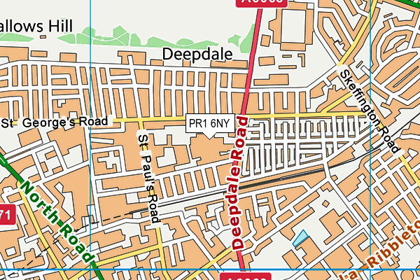 PR1 6NY map - OS VectorMap District (Ordnance Survey)