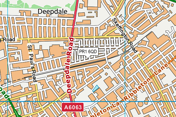 PR1 6QD map - OS VectorMap District (Ordnance Survey)