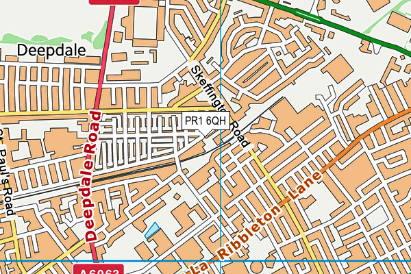 PR1 6QH map - OS VectorMap District (Ordnance Survey)