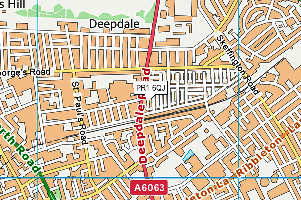 PR1 6QJ map - OS VectorMap District (Ordnance Survey)