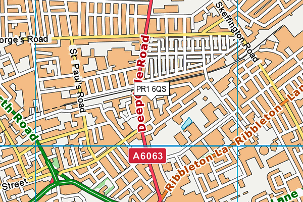 PR1 6QS map - OS VectorMap District (Ordnance Survey)