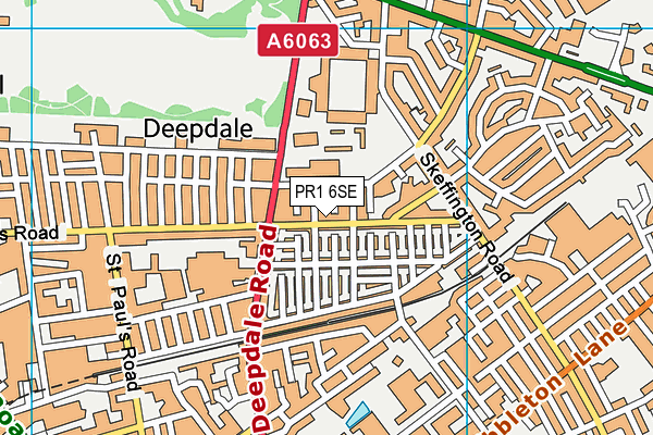 PR1 6SE map - OS VectorMap District (Ordnance Survey)