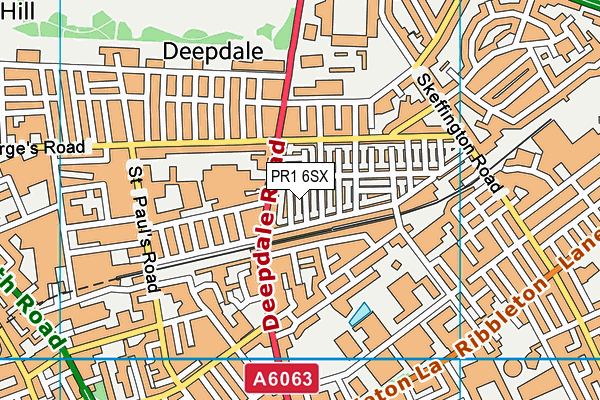 PR1 6SX map - OS VectorMap District (Ordnance Survey)