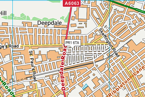 PR1 6TA map - OS VectorMap District (Ordnance Survey)